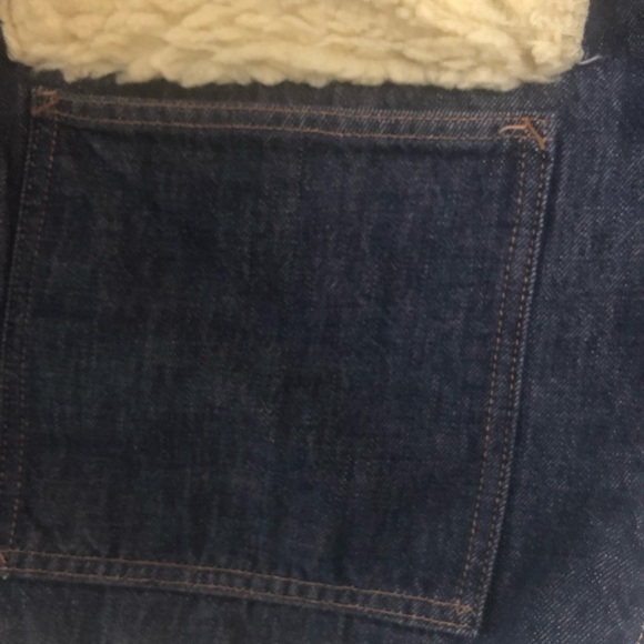 Vintage Sears Roebucks Mens Sz 42 R Denim Sherpa Lined Button Trucker Barn Coat - Picture 7 of 9